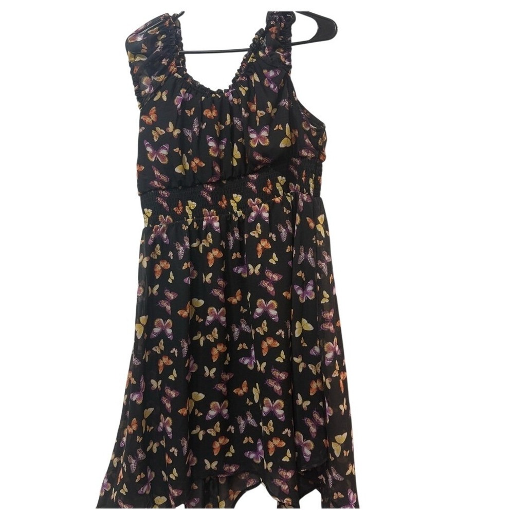 Women Dress - Black with Colorful Butterfly Design‎